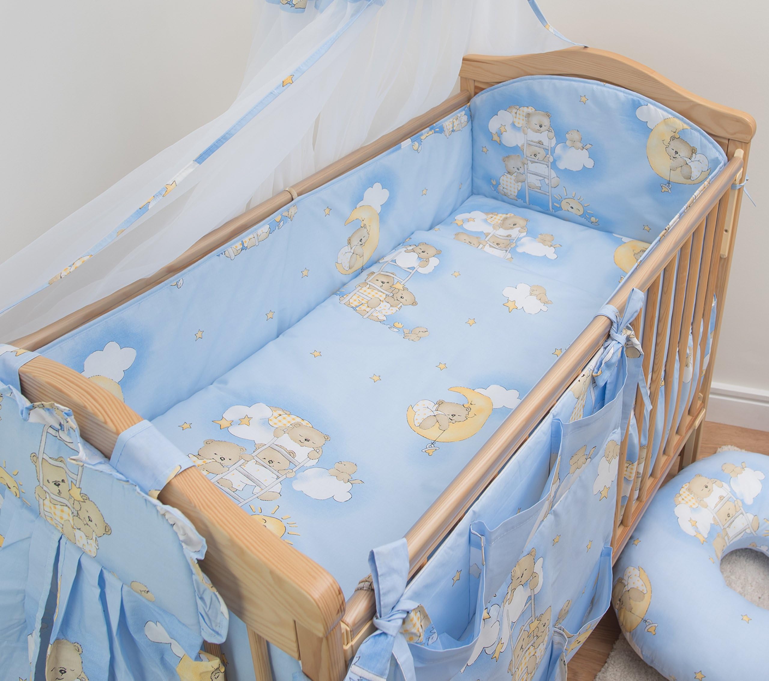 5 Pcs Baby Nursery Bedding Set, 140x70cm 420cm Long Bumper, Suits Cot Bed - Pattern 4