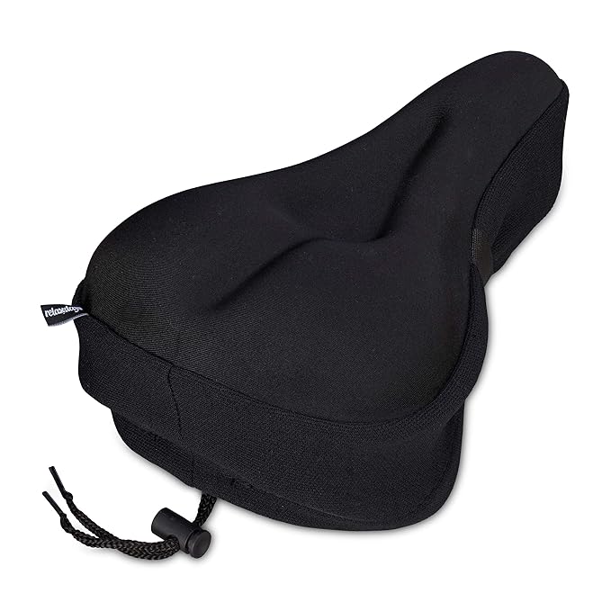 Relaxdays Sattelbezug mit Gel, weich & bequem, Gelüberzug für Fahrradsattel, mit Sicherheitsband, gepolstert, schwarz