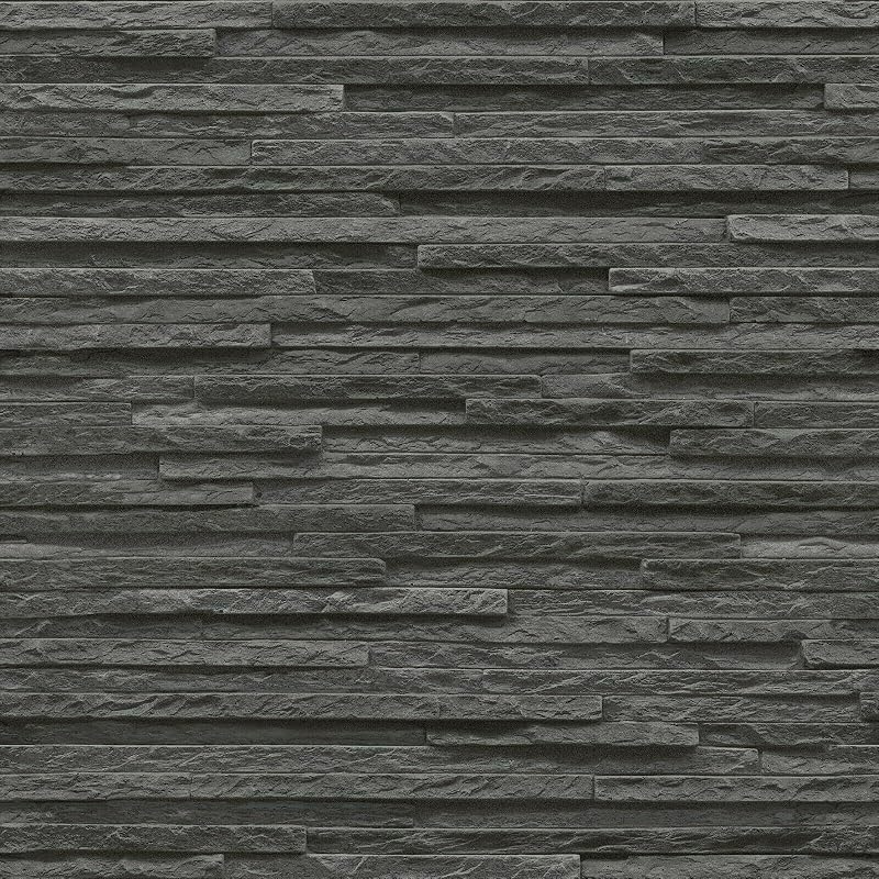 Exclusive Vintage Brick Stone Grey Textured Vinyl Wallpaper (New Stone Black