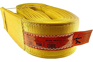 DD SLING & SUPPLY, INC. DD Sling. Multiple Sizes (100% Made in The USA) 4" x 16', 2 Ply Nylon Lifting Sling, Eye & Eye, Heavy Duty (900 Webbing), 11,500bs Vertical, 9,200 Choke, 23,000 Basket (4"x16')