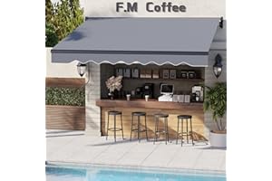 Dragosum 10'x8' Patio Retractable Awnings UV Protection Sun Shade Window Door Shelter with Manual Crank Handle,Waterproof Fabric and Aluminum Frame for Outdoor, Deck, Yard, Balcony (Dark Grey)