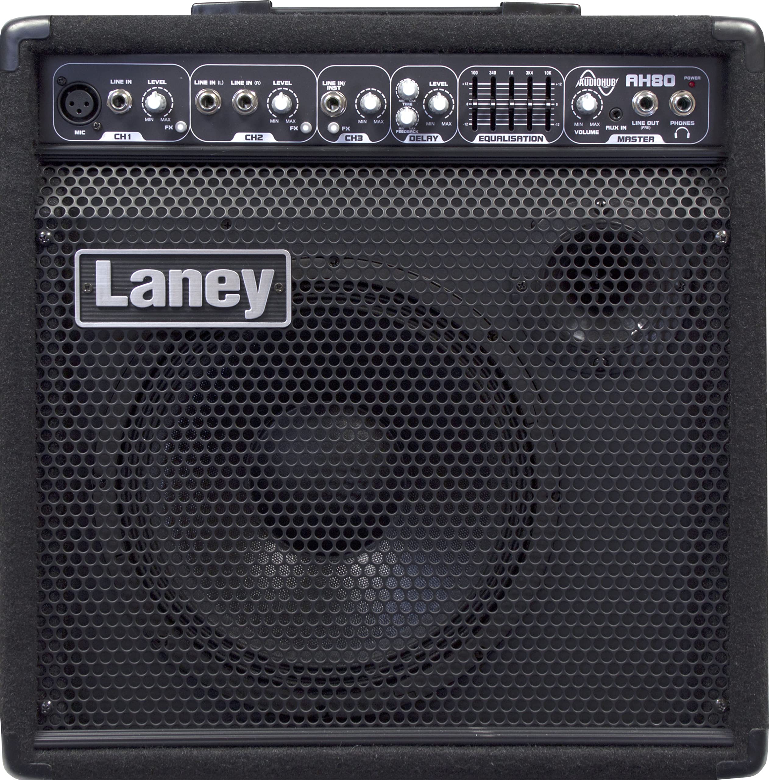 Laney Audiohub AH80 Multi-Instrument Combo Amp– 80W 3-Channel Amp with 5-Band EQ, Digital Delay, Kickback Design, XLR/Jack Inputs & Headphone Out – Perfect for Gigs, Rehearsals & Stage Monitoring
