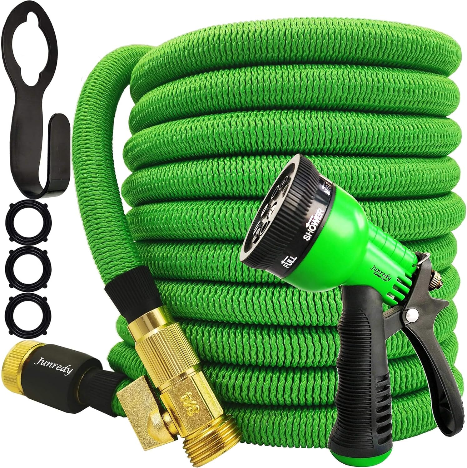 Junredy Garden Hose 25ft Expandable Water Hose with 8 Function Nozzle Sprayer, Lightweight Flexible Hose with Durable 3750D Fabric, 3-Layers Latex, 3/4" Solid Fittings for Garden, Lawn, Washing Cars : Garden & Outdoor
