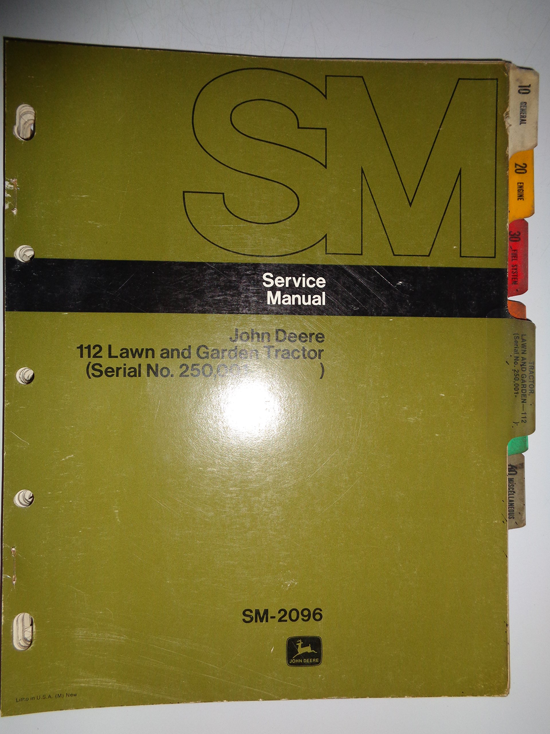 John Deere 112 Lawn Garden Tractor (s/n 250, 001 and up)