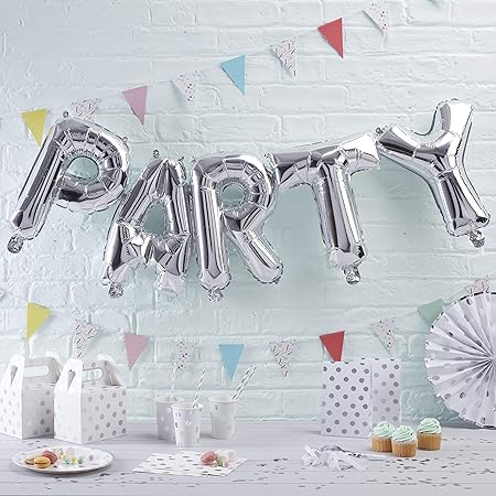 Ginger Ray Silver Party Foil Balloon Bunting Party Decoration No