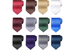Syhood Solid Satin Pure Color Ties Set Business Formal Necktie Tie for Men Formal Occasion Wedding