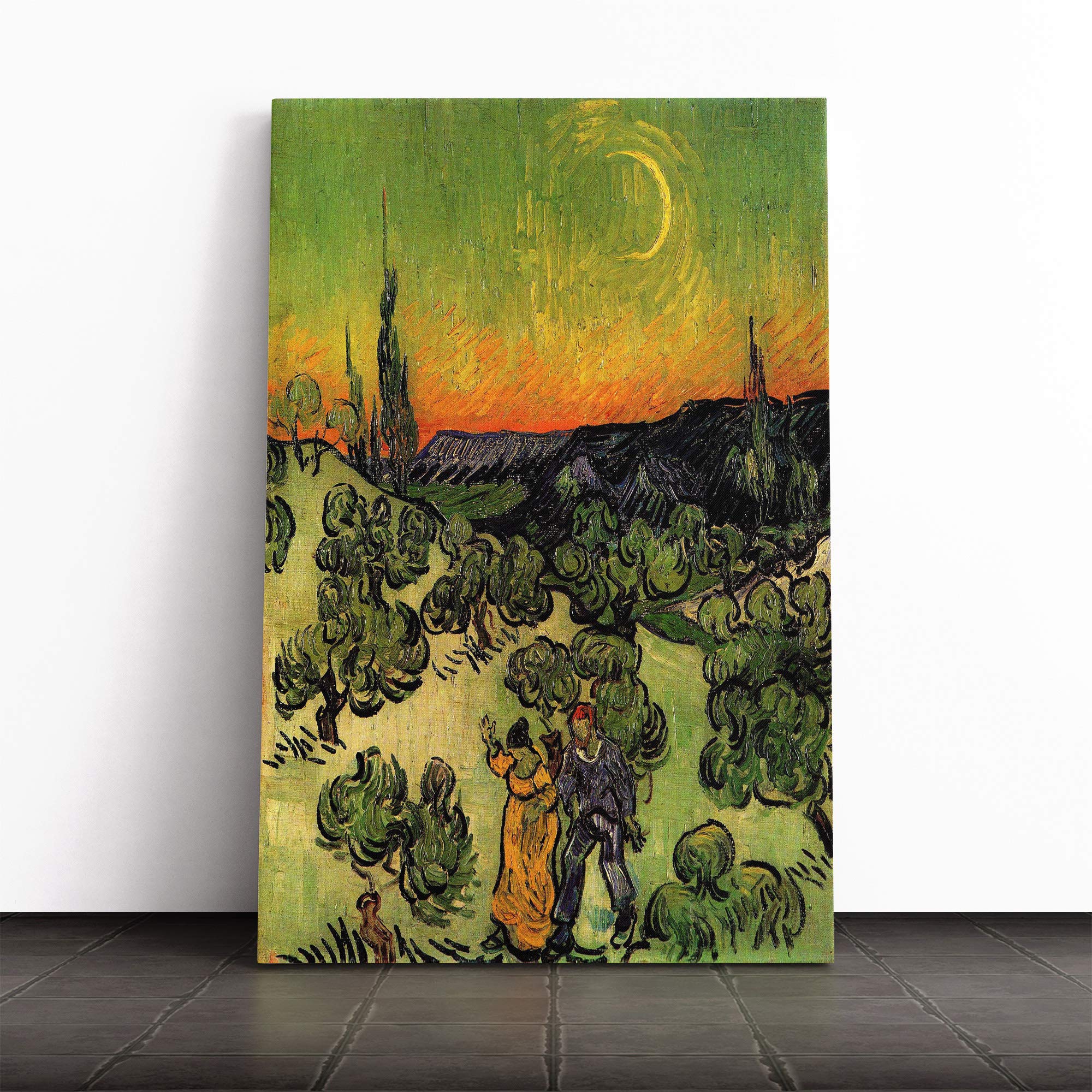 Vincent Van Gogh Couple Walking Canvas Print | Gallery Wrapped 30mm Frame Wall Art | 20x14 inches | Ready to Hang | Modern People Picture | Living Room Bedroom Lounge Office
