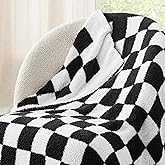 Bedsure GentleSoft Checkered Throw Blanket - Soft Cozy Fluffy Black Blanket for Couch Bed Sofa, Lightweight Fuzzy Warm Plush Throw Blankets, Birthday, Valentines Day Gifts for Women Men, 50x60 Inches