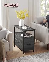 VASAGLE Slim Side Table with Charging Station Charcoal Grey Black LET326B22 view 2