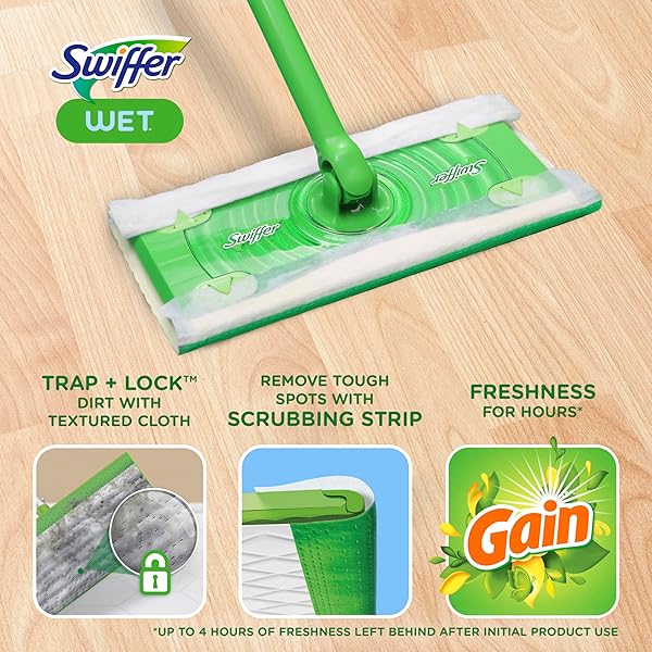 SWIFFER SWEEPER WET MOPPING PAD REFILLS FOR FLOOR MOP GAIN SCENT 24 COUNT