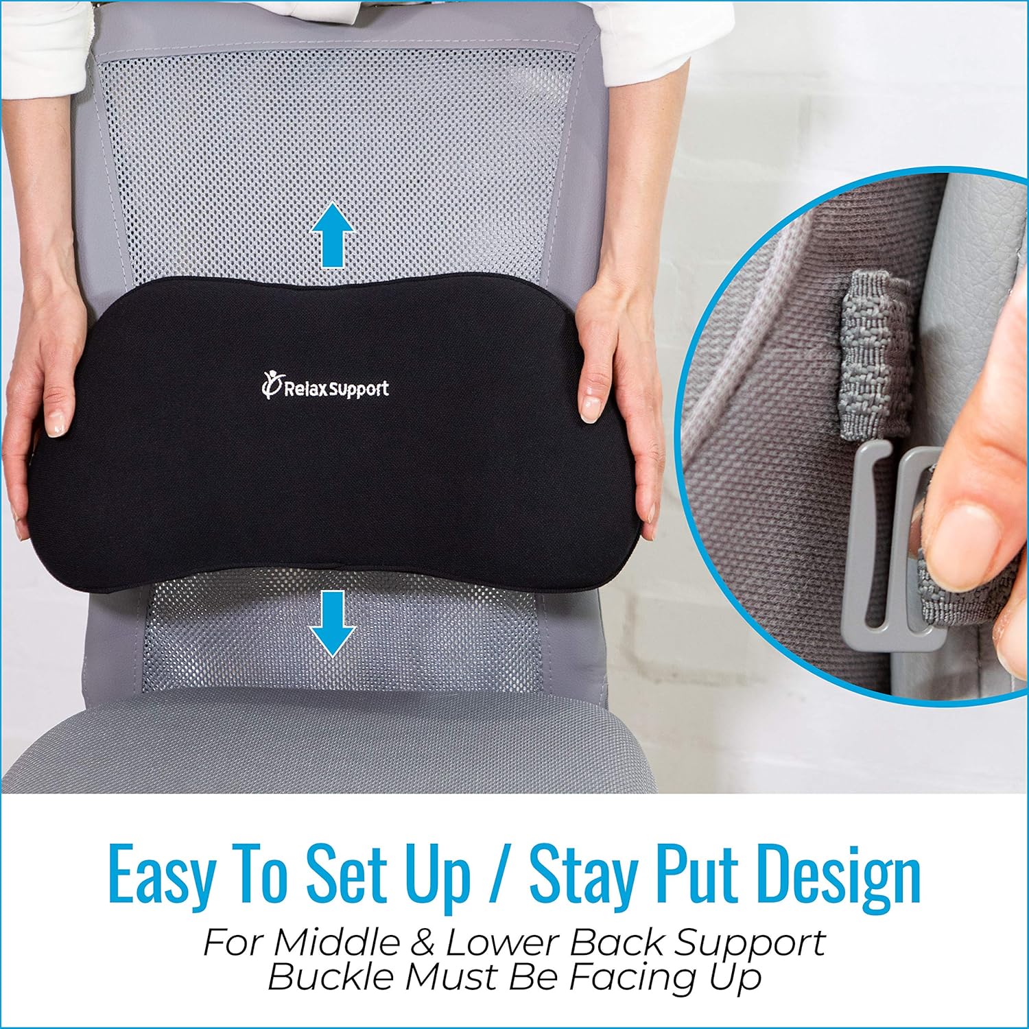 RS1 Back Support Pillow by Relax Support – Lumbar Pillow Upper and Lower Back for Chair Back Pain Uses ArcContour Special Patented Technology Has Unique Lateral Convex Shape for a Pain Free Back: Home & Kitchen