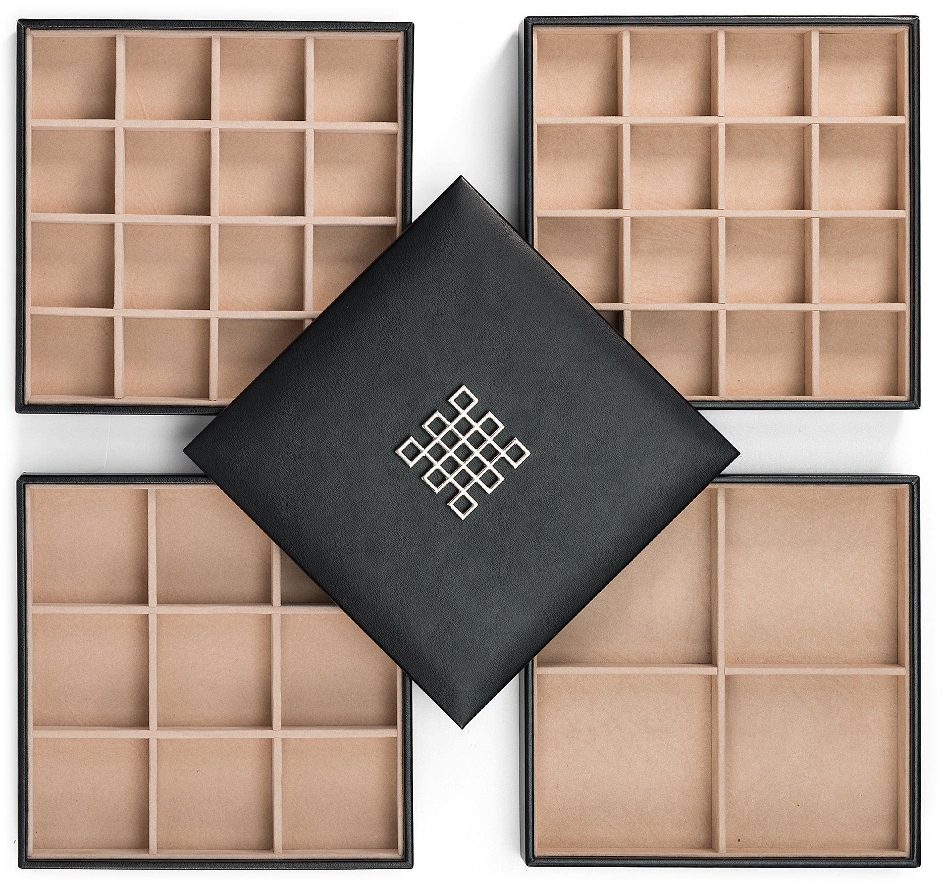 Glenor Co Earring Organizer Tray 4 Stackable Trays with Lid 45 Slot