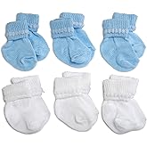 Jefferies Socks Baby Girls Boys Rock-A-Bye Bootie Socks 6 Pack, White/Blue, 0-9 Months
