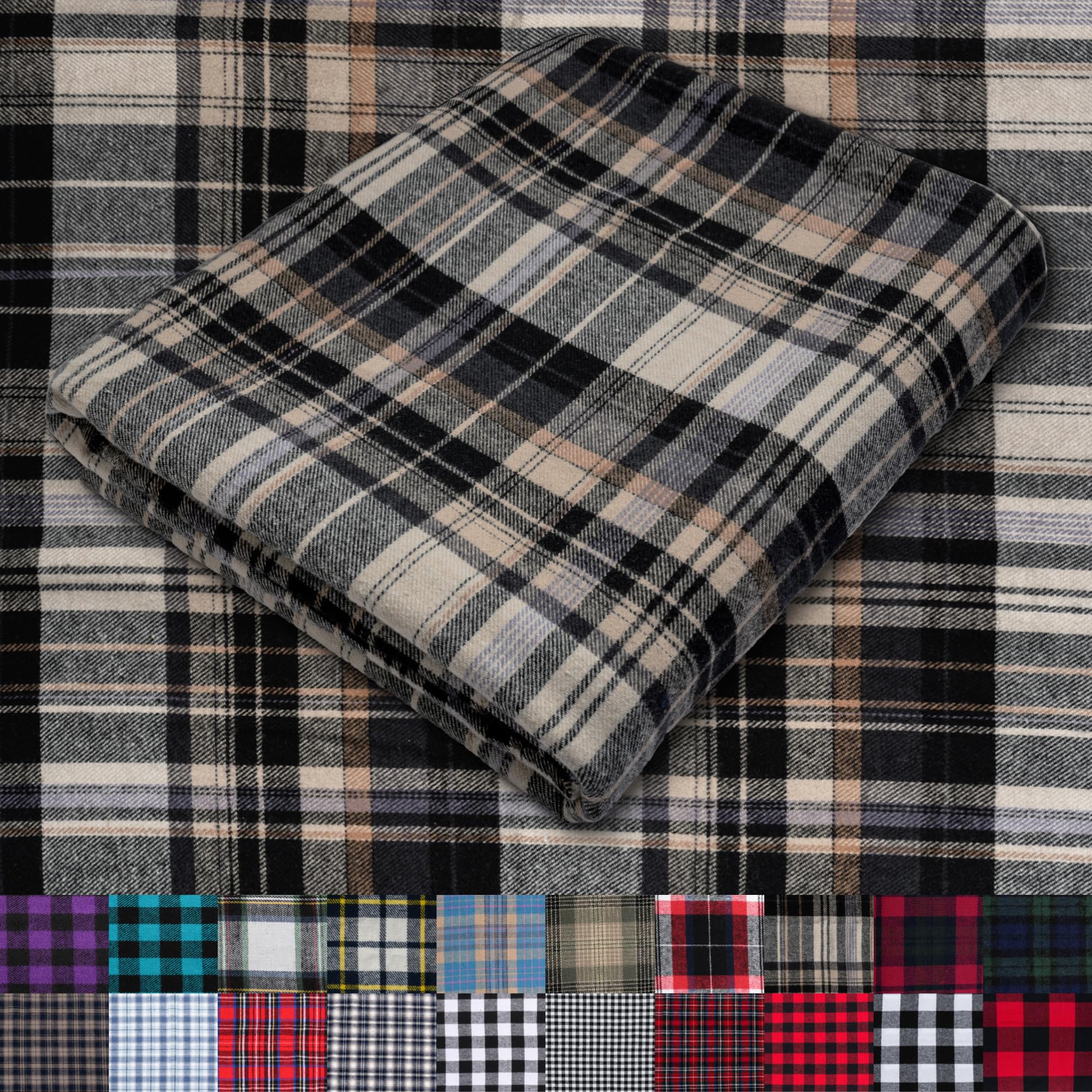 Pico Textiles 10 Yards Bolt Tan and Black Tartan