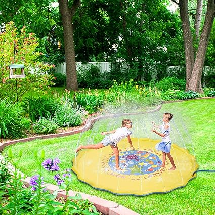 Amazon Com Sprinkle Splash Pad 68 39 Water Play Mat Toys