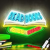 SELICOR Read Books & Be Kind Neon Signs for Wall Decor-Teacher Appreciation Gift,Adjustable LED Book Neon Light Up Sign for Reading Room Study Room Classroom Bookstore Library Museum Cafe Bedroom