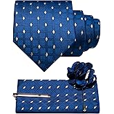 RBOCOTT Plaid Checkered Ties for Men Necktie and Pocket Square with Tie Clip Lapel Pin Set 4PCS