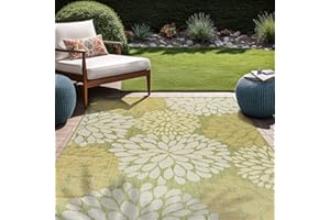 Beverly Rug Outdoor Rug 5x7 Modern Exotic Tropical Leaf Area Rugs for Indoor and Outdoor Patio Deck Porch Garden Water Resistant Washable Outside Carpet (5 x 7 Green)