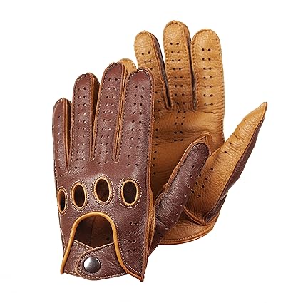 Hungant Herren Autofahrer Handschuhe Lederhandschuhe Farbe Cognac Tan