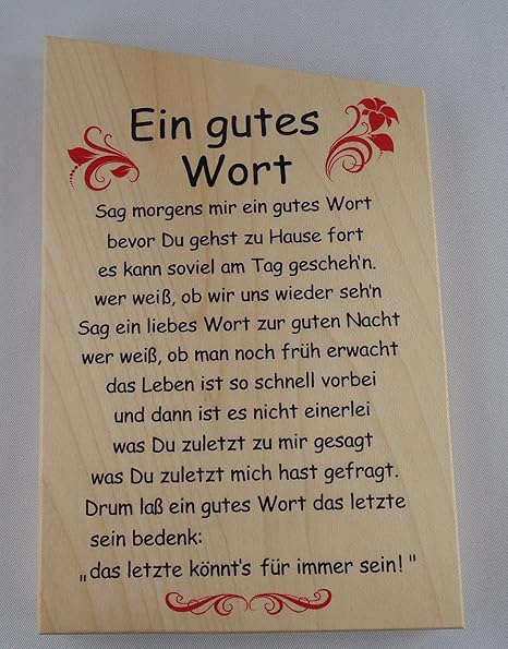 Haussegen Wandspruch Ahorn - Ein gutes Wort .....