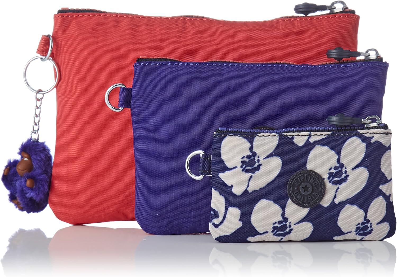 Kipling Women's IAKA Coin bag Wallet Lot of 3, Multicoloured (Bold Flower Bl), 20x14x1 cm