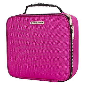 SONGMICS Reise Kosmetik Organizer Make up Tasche, Organizer mit Griff, pink M MUC23PK