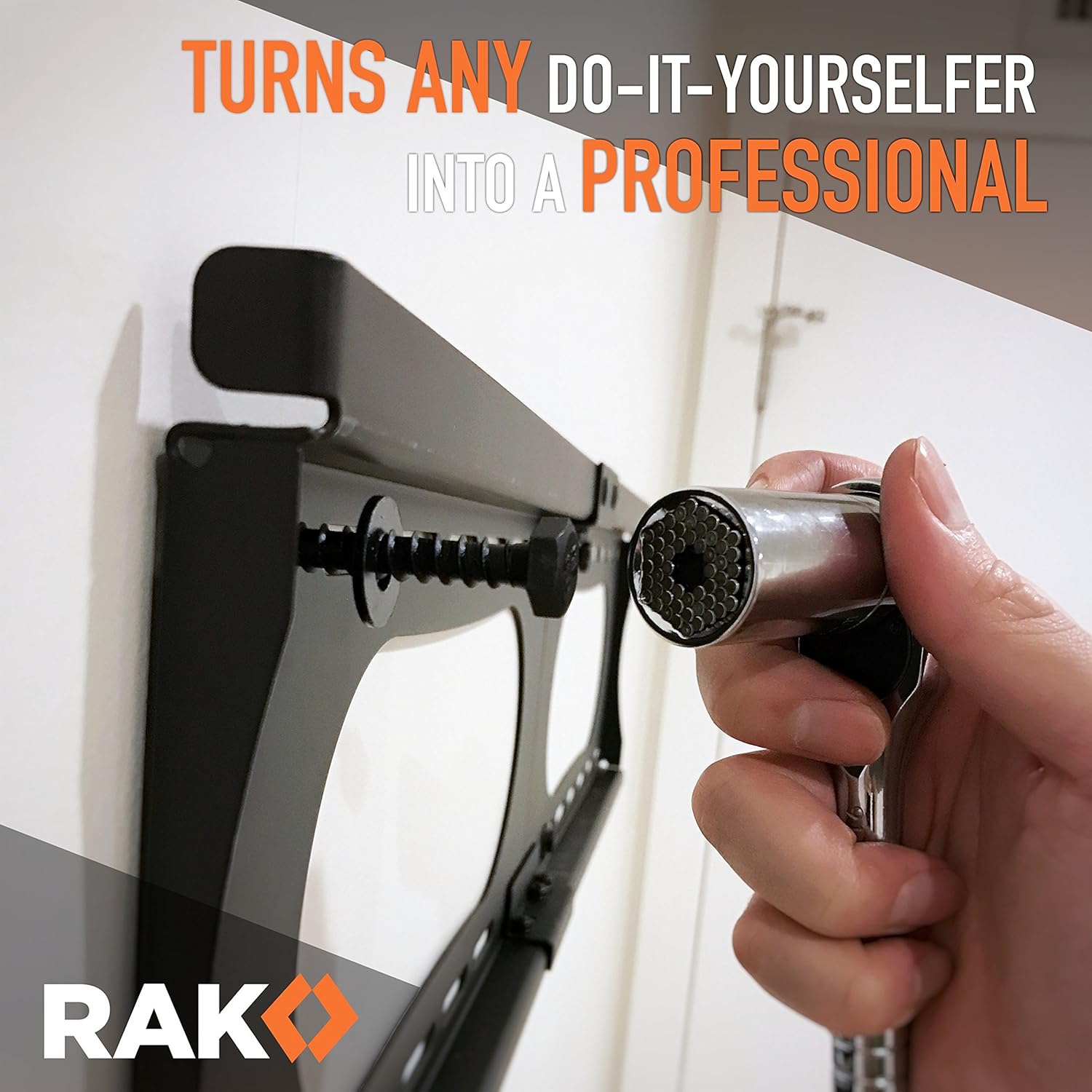RAK Universal Socket Grip (7-19mm) Multi-Function Ratchet Wrench Power Drill Adapter 2Pc Set - Best Unique Tool Gift for Men, DIY Handyman, Father/Dad, Husband, Boyfriend, Him, Women - - 