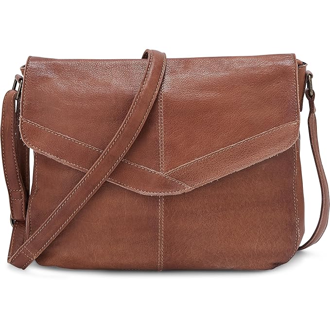 Cox Damen Damen Umhängetasche aus Leder, Schultertasche in Braun mit längenverstellbarem Schulterriemen braun OneSize