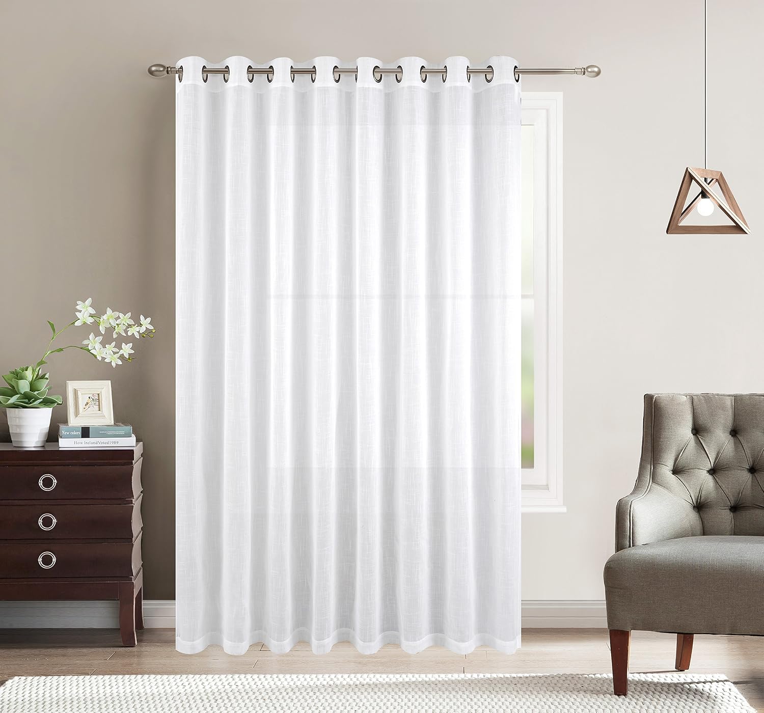 Amazon.com: BETTER HOME USA Grommet Linen Textured Sheer Panel - 1