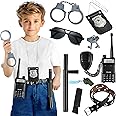 Metemot 10Pcs Police Toys - Cop & Officer Costume Accessories for Kids, with Badge, Handcuffs, Halloween Police Costumes & Gear for Boys Girls, Bithday Gift for Kids