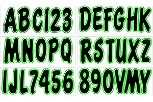 Hardline Products Series 200 Factory Matched 3-Inch Boat & PWC Registration Number Kit, Black/Kiwi - BLKKI200