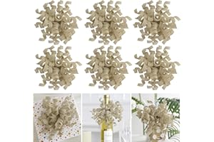 AIMUDI Burlap Curly Bows for Gift Wrapping 5'' Christmas Curly Bows Burlap Self Adhesive Gift Wrap Bows for Christmas Gifts, Treat Bags, Wine Bottles Party Holiday Decorations - 6 Counts