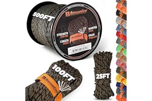 SURVIVORCORD TITAN Survival Patented Paracord 550 - 25ft, 100ft, 500ft & Color Options - 620LB Strength Survival Paracord Military Spec with 3 Strands - Heavy Duty Hank Cord for Camping & Outdoors with Firestarter