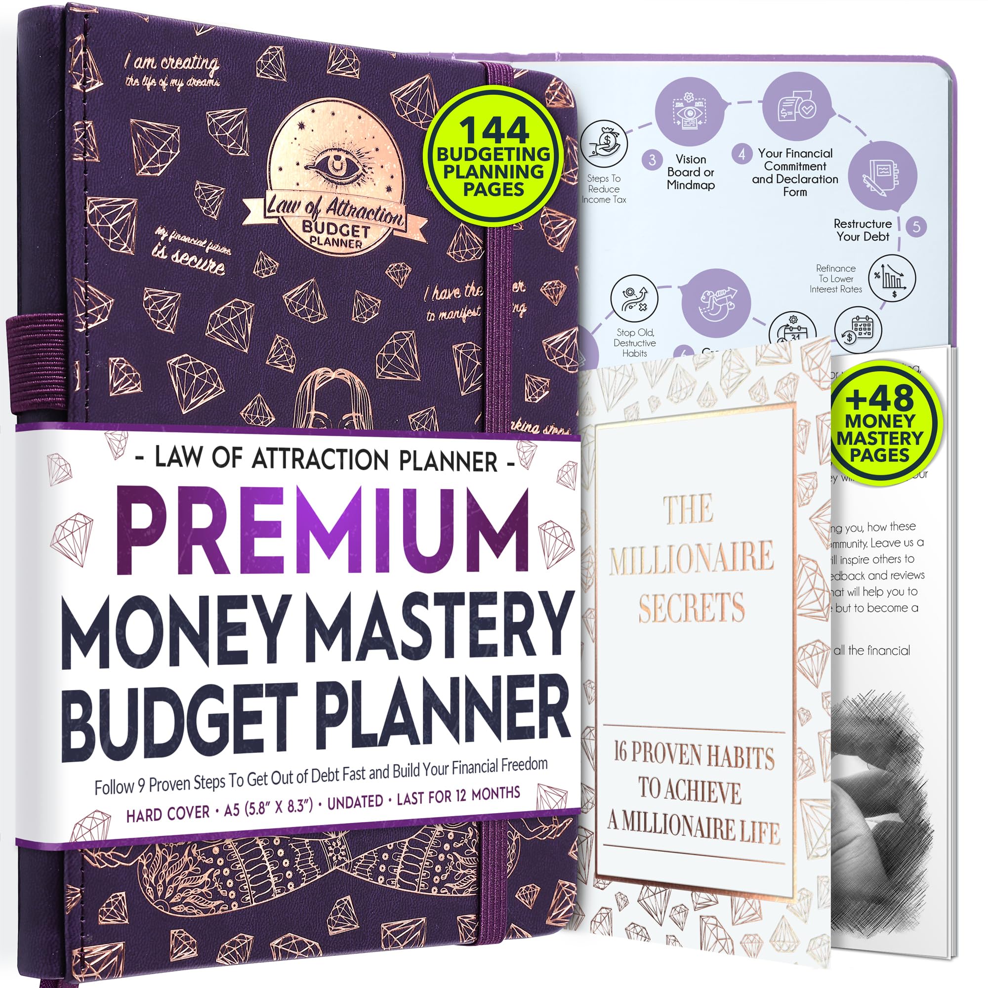 Budget Planner and Monthly Bill Organizer - Finance Planner, 12-Month Journey to Financial Freedom | Bill Payment Tracker Monthly Organizer, Money Saving & Expense Tracker | Undated Budgeting Journal