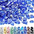 GasSaf 1/2 Inch Fire Glass Reflective Tempered Fireglass Cut Crushed FireGlass for Fire Pit, Fireplace, Replaces Existing Gas Logs & Lava Rocks (20 Pound)(Cobalt Blue Reflective)
