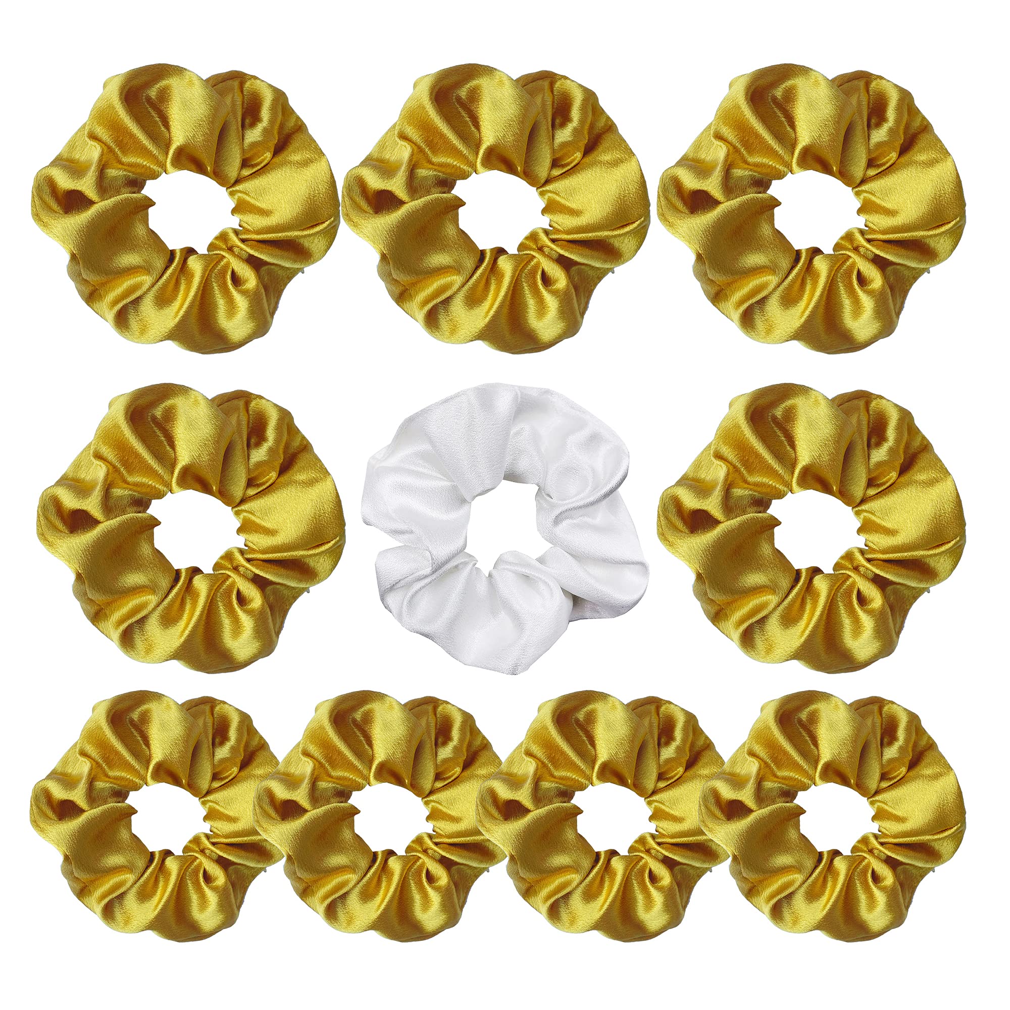 LADY&HOME Bridesmaids Scrunchies, 10 Packs, Yellow, Hair Tie for Bridal Party, Bachelorette Party, Bridal Shower