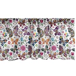 Ambesonne Butterfly Window Valance, Sixties and