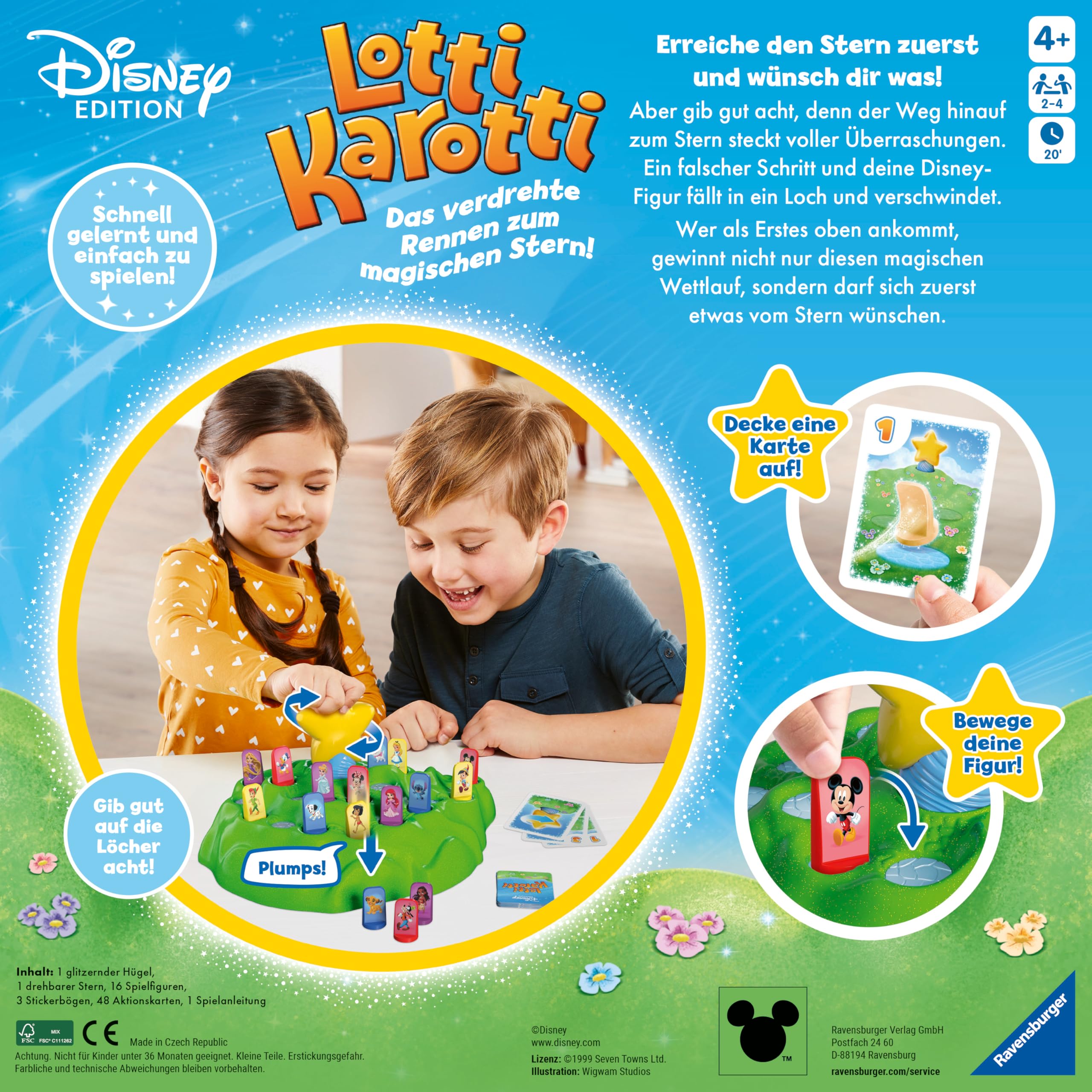 Ravensburger 24851 - Lotti Karotti Disney Edition, Adaption des bekannten Spiele-Klassikers mit Disney-Charakteren, unterhaltsames Wettlaufspiel für 2 bis 4 Kinder ab 4 Jahren 6