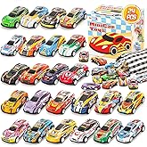 SevenQ Toy Cars for Kids, 24Pcs Race Cars Pull Back Cars Playsets with Storage Bags,Party Favors Kids Prizes Fillers Bulk Gif