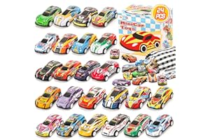 SevenQ Toy Cars for Kids, 24Pcs Race Cars Pull Back Cars Playsets with Storage Bags,Party Favors Kids Prizes Fillers Bulk Gifts for Boys and Girls Car Game Treasure Chest