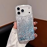 AMAZFCCY for iPhone 17 Pro Case, Liquid Floating Quicksand Flowing Moving Bling Glitter Sparkle Luxury Pretty TPU Bumper Heavy Duty Shockproof Girly Cute for iPhone 17 Pro