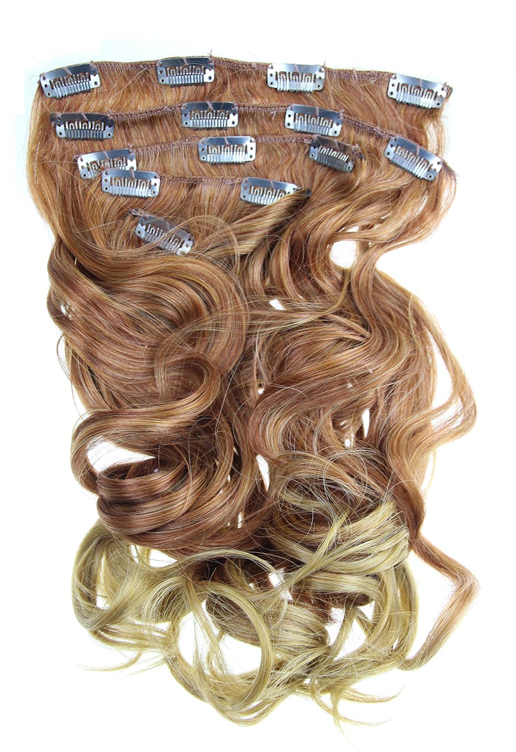 (NEW) REAL LOOK HAIR EXTENSION AMAZING STUNNING GINGER HONEY BLONDE MIX WAVY 24 INCH X LONG