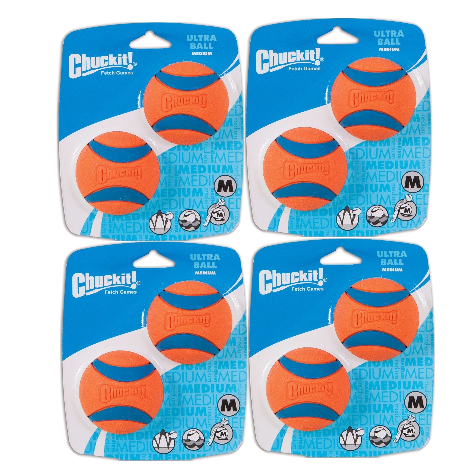 Chuckit! Dog Fetch Toy ULTRA BALL Durable Rubber Fits Launcher MEDIUM 8 Balls