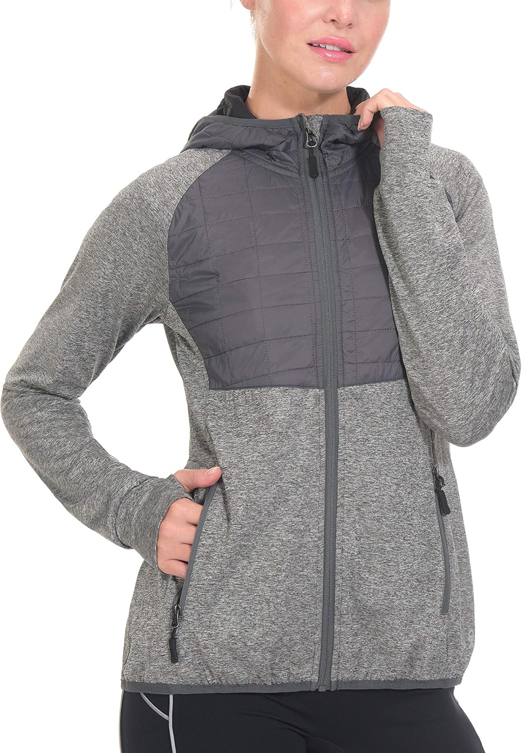 Little Donkey Andy Women's Lightweight Thermal Running Jacket Hooded Sports Track Jacket Quick Dry with Thumb Holes : Clothing