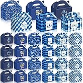 Dunzoom 24 Pcs Father's Day Gift Boxes Happy Father's Day Party Supplies Blue Goodie Candy Boxes Holiday Paper Gift Container for Dad's Birthday Decoration