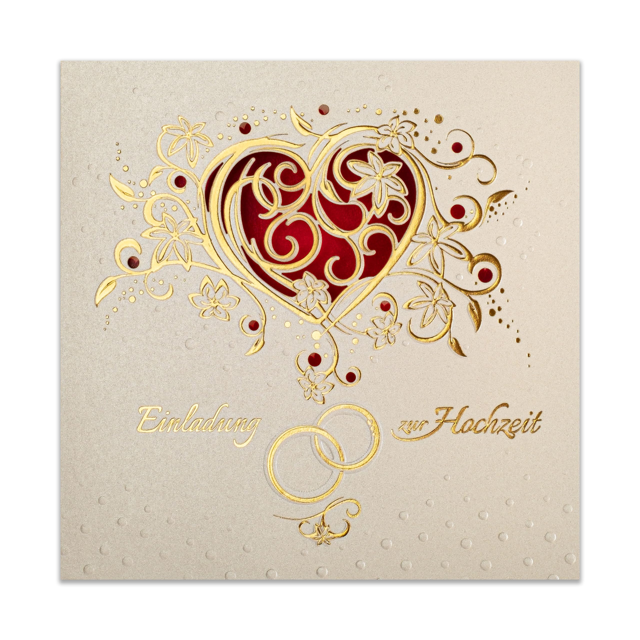 Art Nuvo ZAP_DE_05 Wedding Invitations - Pack of 20 135 x 135 mm with Printable Inserts and Envelopes for Wedding - Laser Cut, Finished with Gold Foil Pressed Pattern on Metallic Paper