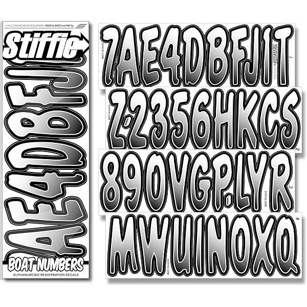 Amazon.com: STIFFIE Waveline White/Black 3 Inch Alpha Numeric