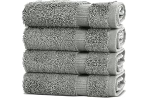 Chakir Turkish Linens | Hotel & Spa Quality 100% Cotton Premium Turkish Towels | Soft & Absorbent (4-Piece Washcloths, Gray)