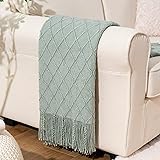 BATTILO HOME Sage Green Throw Blanket for Couch, Boho Bed Throws for Home Decor, Light Blue Throw Blanket for Sofa Living Roo