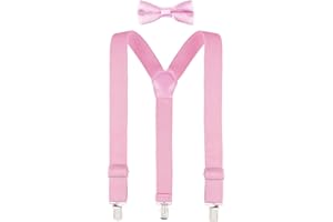 Lilax Boys Solid Color Adjustable Elastic Suspender & Bow Tie for Kids and Baby